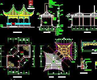 古建梭子亭施工图免费下载 园林古建
